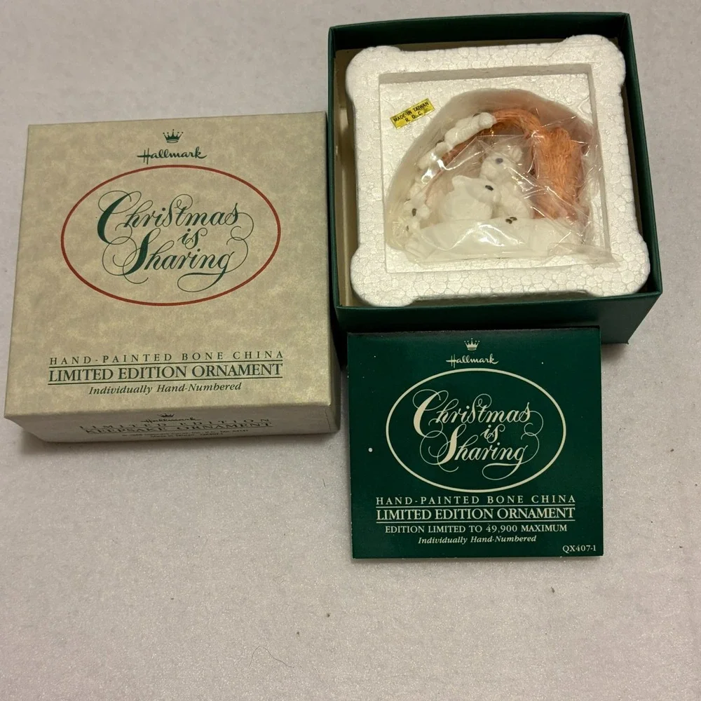 Lot 5 Vintage Hallmark Keepsake Club Fine Porcelain Ornaments Angel Santa Boxed